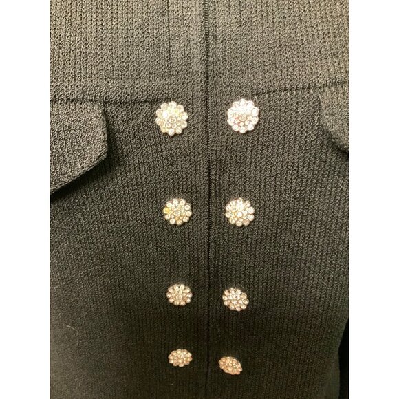 St. John Black Wool Tweed Jewel Accent Zip-Up Jacket, Size 6 - Picture 2 of 7